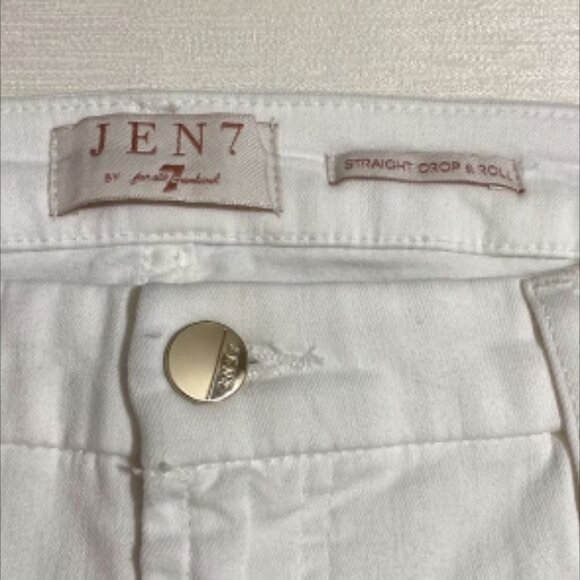 JEN7 by 7 for All Mankind Women's Straight Crop & Roll White Denim Jeans Size 14 - Picture 6 of 8